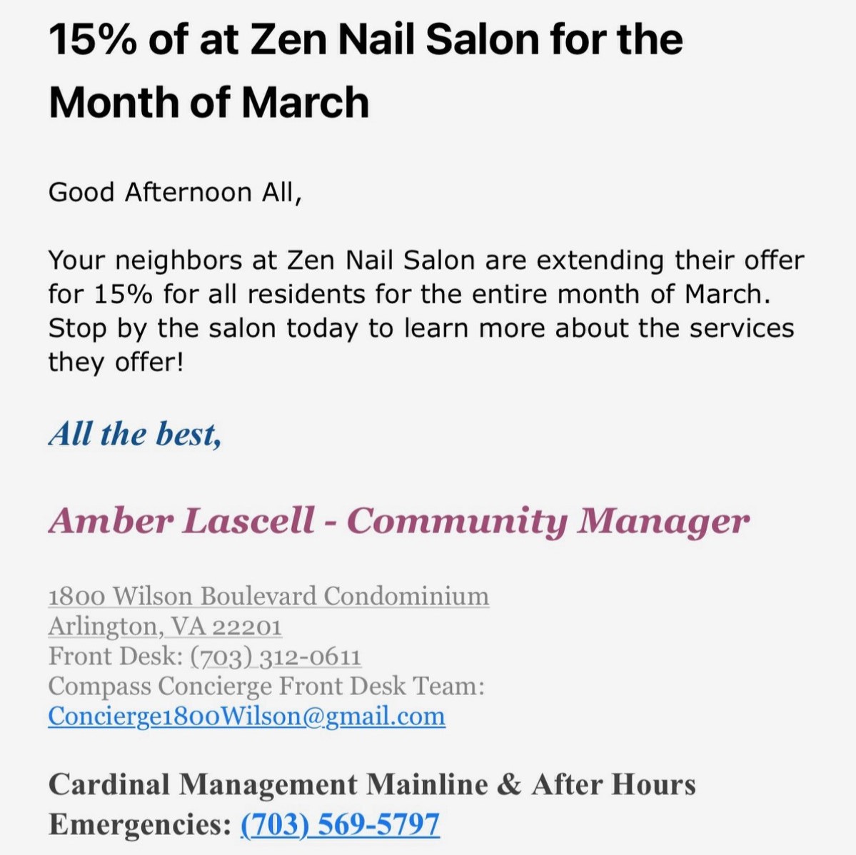 15% off at Zen Nail Salon for the Mongth of March